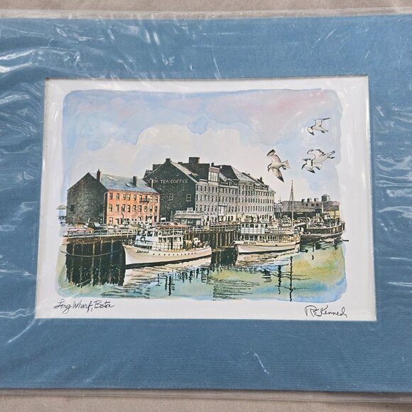Vintage Robert Edward Kennedy Print View of Long Wharf Boston - Picture 1 of 3